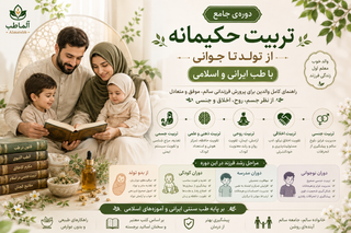 دوره جامع تربیت حکیمانه از تولد تا جوانی با طب ایرانی و اسلامی شامل آموزش مبانی تربیتی، مزاجشناسی، تغذیه و سبک زندگی سالم بر اساس آموزههای دینی و سنتی، مناسب والدین، مربیان و علاقهمندان به طب اسلامی-ایرانی، همراه با دسترسی مادامالعمر و پشتیبانی تخصصی - ظرفیت محدود و ویژه